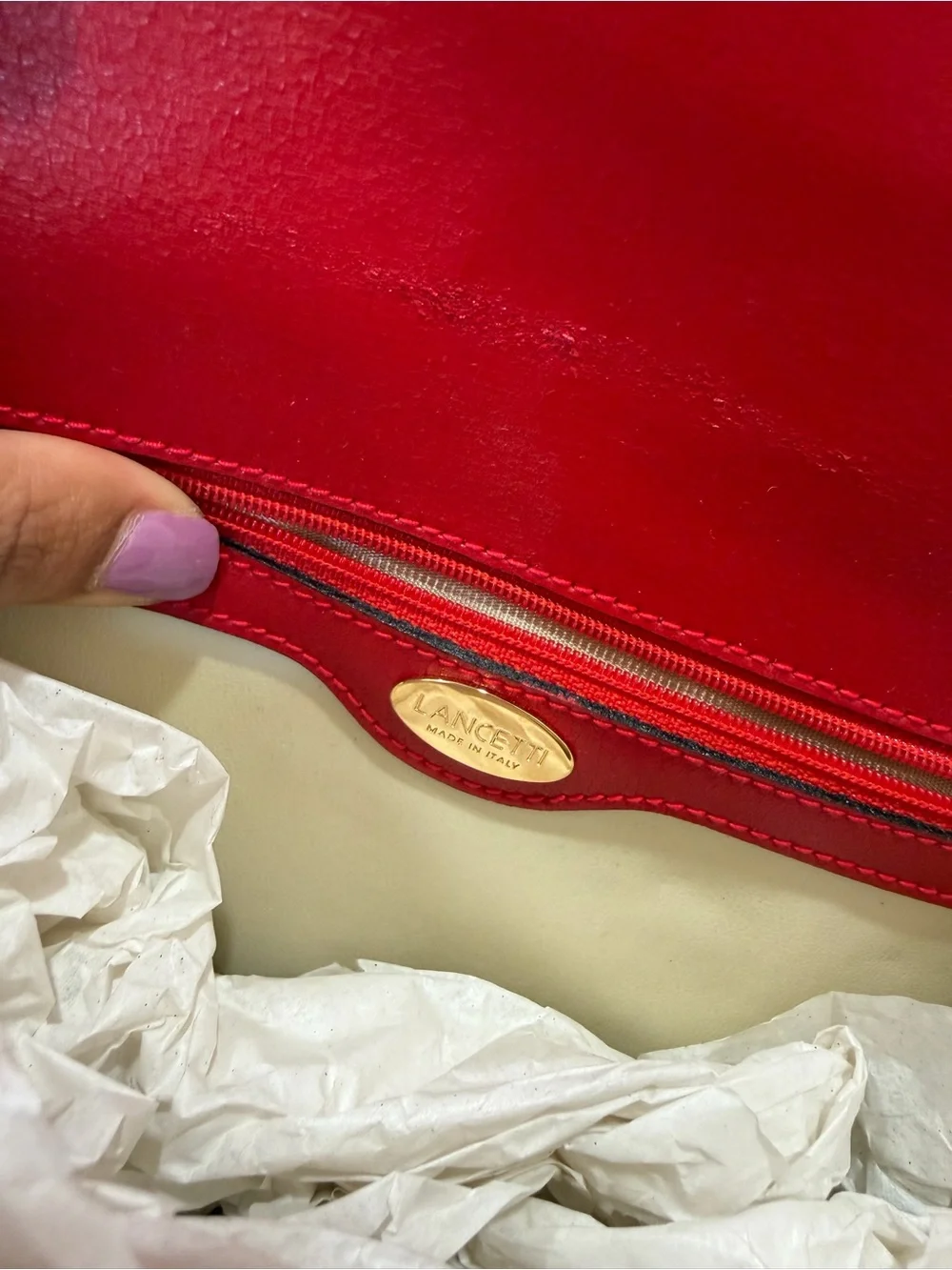 American Vintage Red Leather Crossbody with Gold Hardware